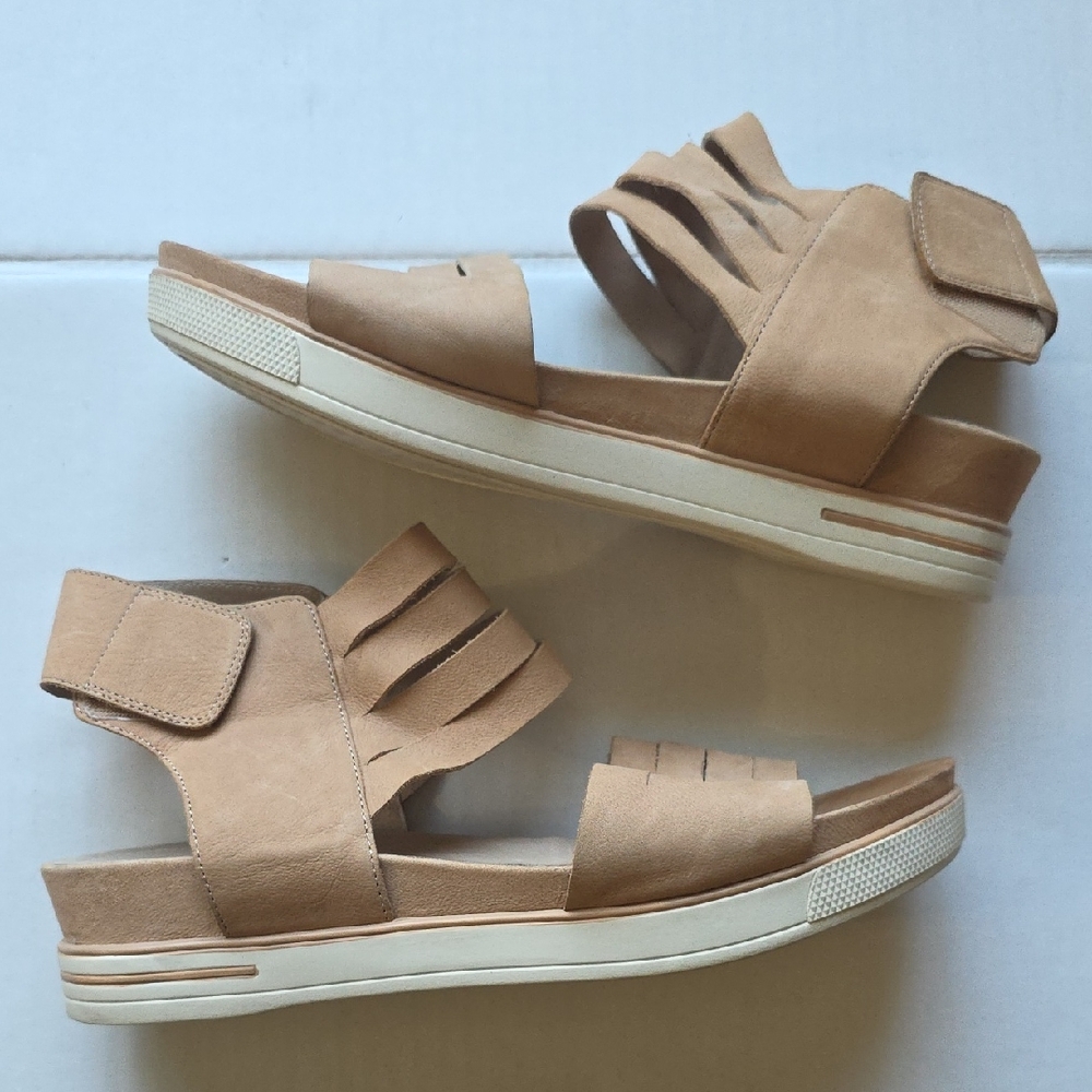 🌸Eileen Fisher | Tan Slice Tumbled Nubuck‎  Snqeaker Sandals Size 10 - Picture 4 of 12